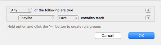 Playlist membership rule example.